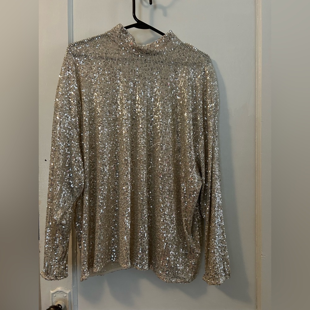H&M Sparkling Silver Sequin Top